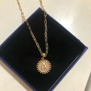 Gold link & chain A Initial Necklace